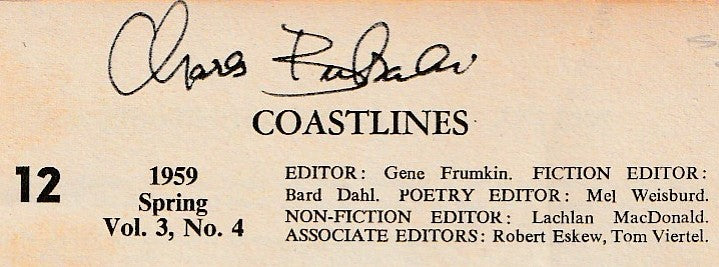 Coastlines 12: Signed by Charles Bukowski (1959)