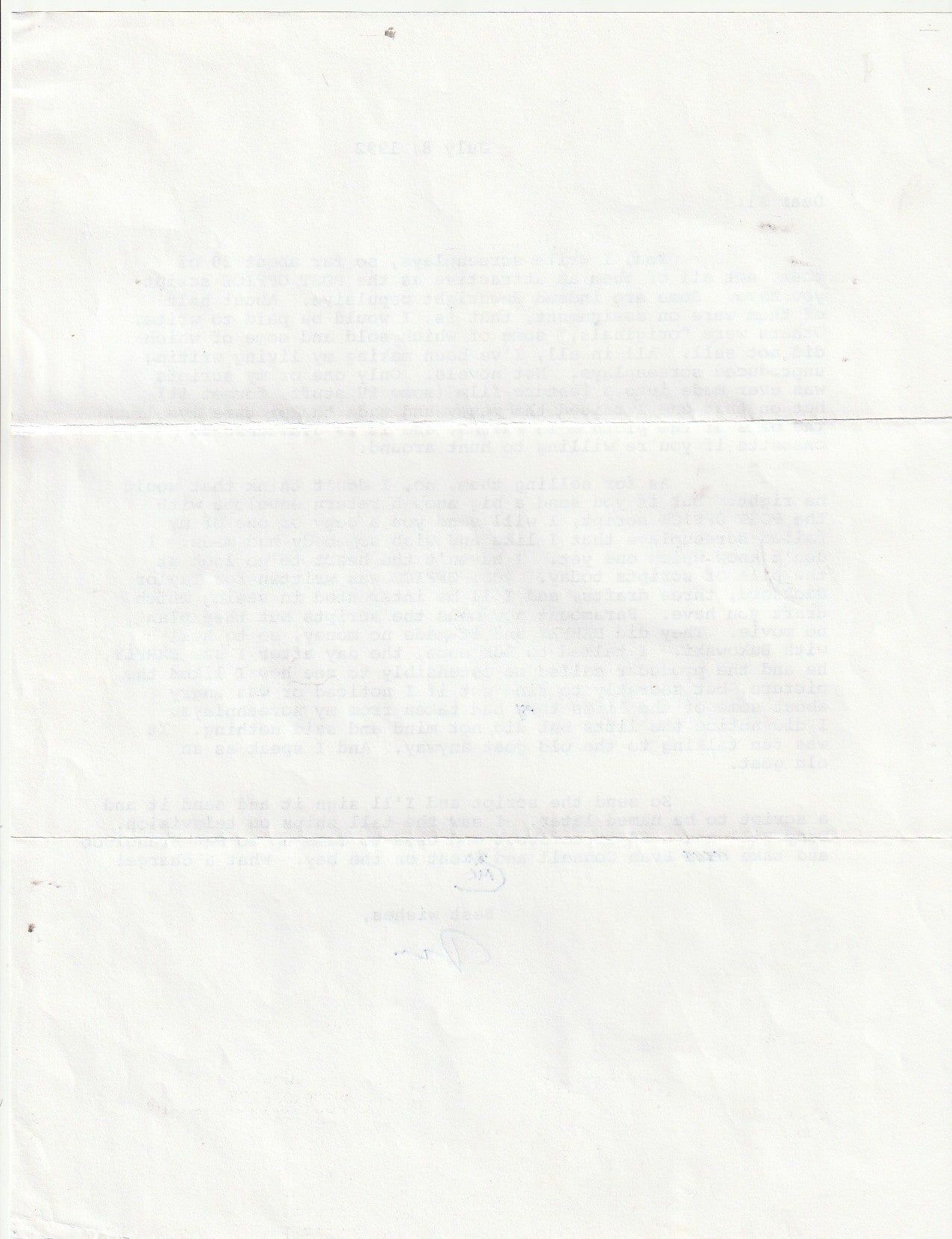 Post Office Screenplay Signed by Bukowski & Dan Carpenter w/ Signed Letter