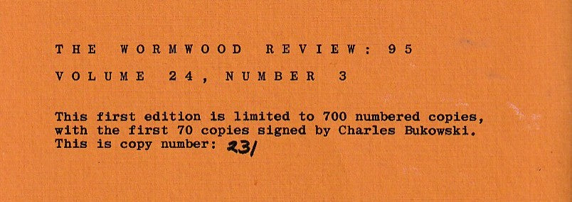 Wormwood Review 95 -- Drawing and 28 Charles Bukowski Poems