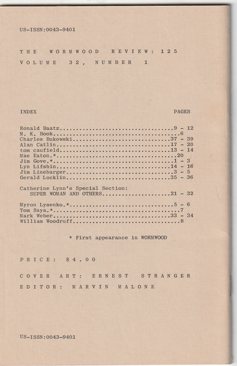 Wormwood Review 125 #252/700 — 2 Poems by Charles Bukowski