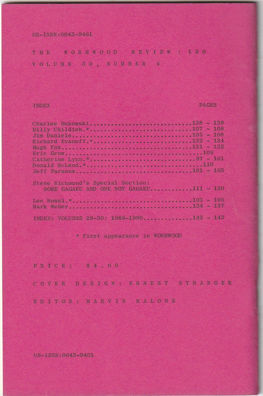 Wormwood Review 120 #317/700 — 2 Poems, One Uncollected by Charles Bukowski