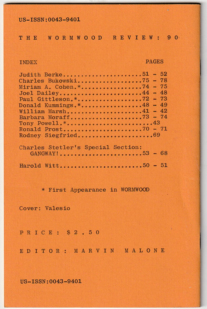 Wormwood Review 90 #302/700 — 1 Poem by Charles Bukowski