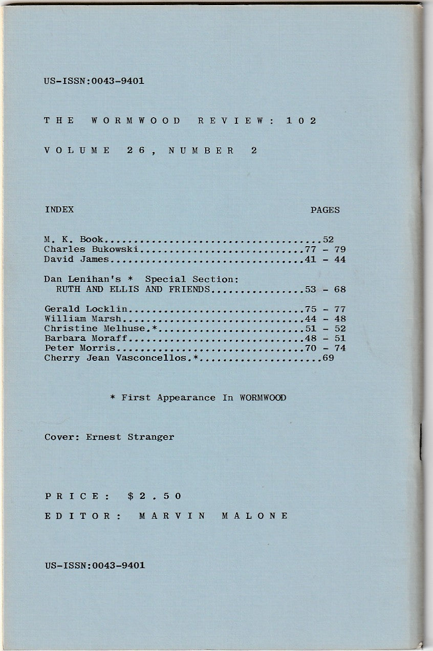 Wormwood Review #223/700 -- 2 Poems, One Uncollected by Charles Bukowski
