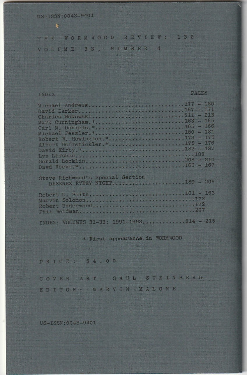 Wormwood Review 132 #367/700 — 3 Poems, One Uncollected by Charles Bukowski