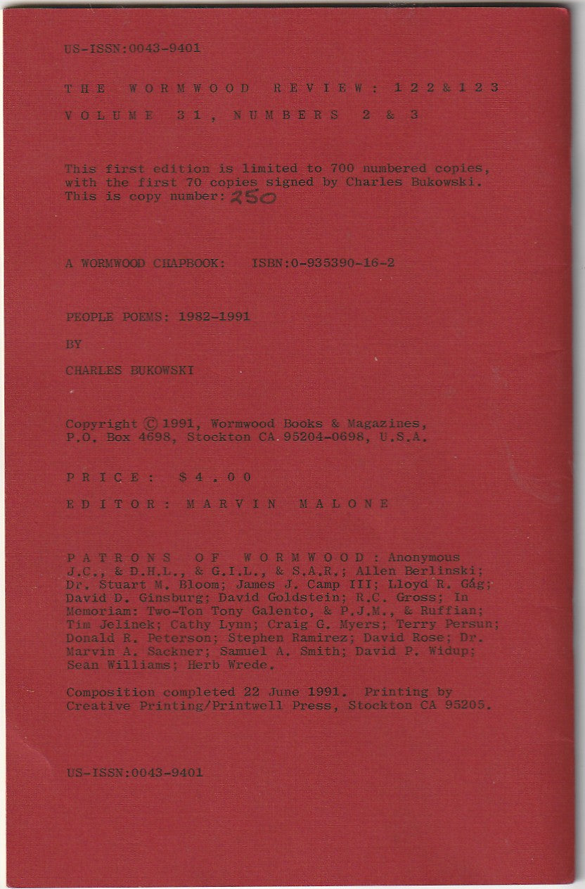 Full Charles Bukowski Run of Wormwood Review: 97 Issues, 410 Poems