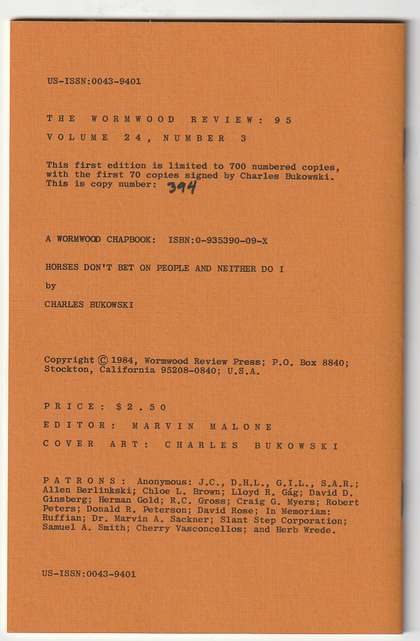 Full Charles Bukowski Run of Wormwood Review: 97 Issues, 410 Poems