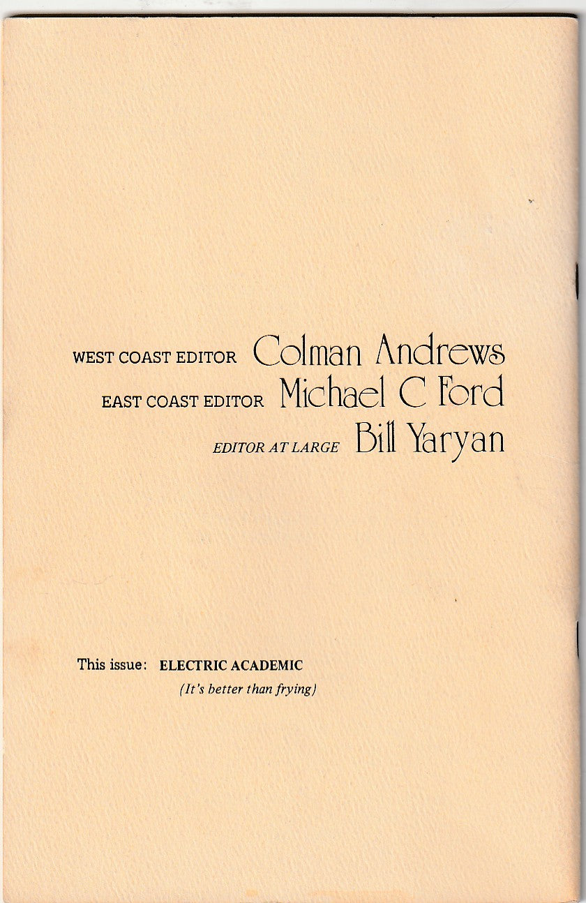 The Sunset Palms Hotel, Vol. 2, No. 4 -- Three Charles Bukowski Drawings and Tom Waits Lyrics (1974)