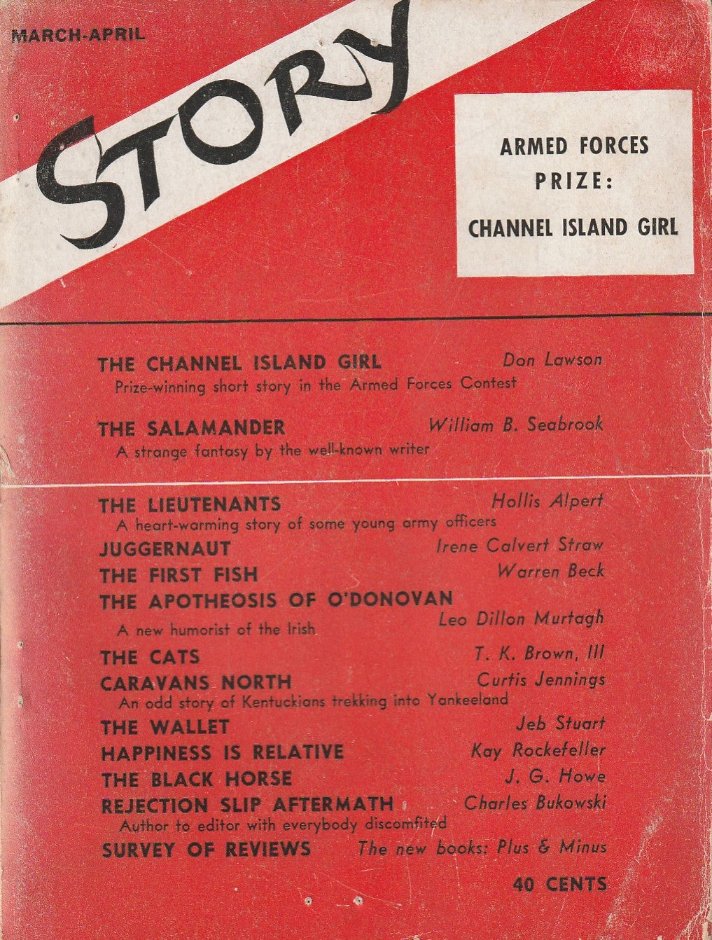 Story Magazine March-April 1944: The First Literary Appearance by Charles Bukowski