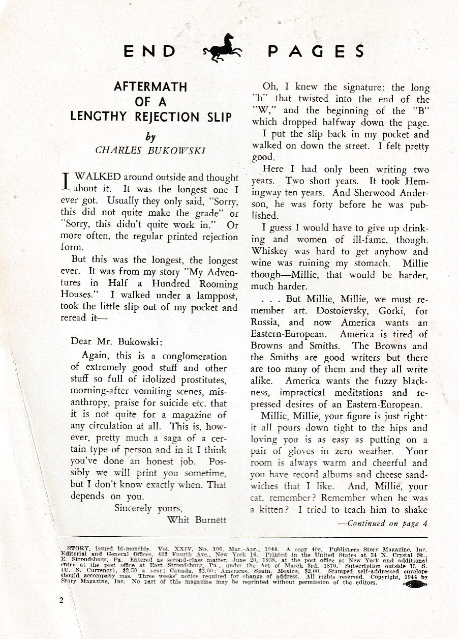 Story Magazine March-April 1944: The First Literary Appearance by Charles Bukowski