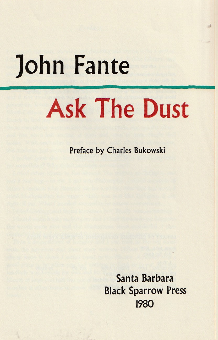 Ask The Dust: Black Sparrow Press First Trade Edition w/Rare Prospectus