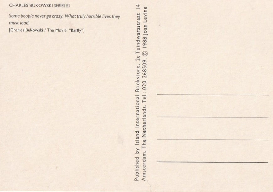 Signed Post Card of Featuring Bukowski and Georgia Hubbard -- Signed by Charles Bukowski
