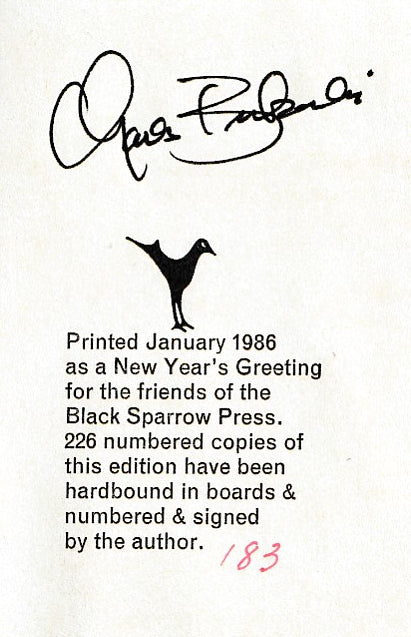 Gold In Your Eye – Signed by Charles Bukowski #183/226