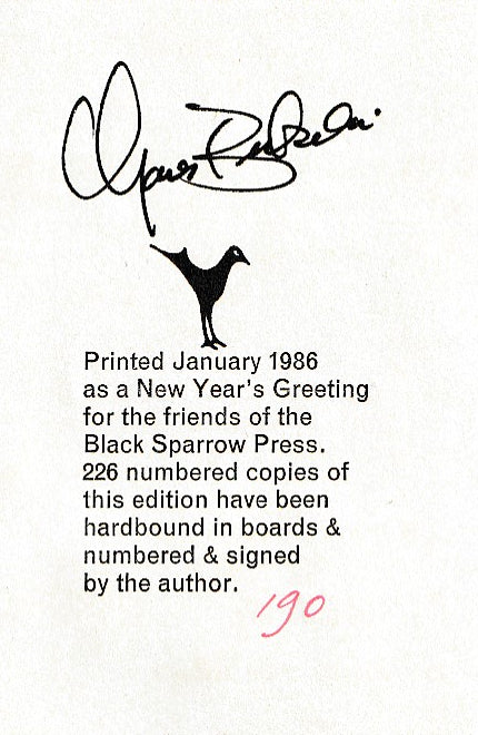 Gold In Your Eye – Signed by Charles Bukowski #190/226