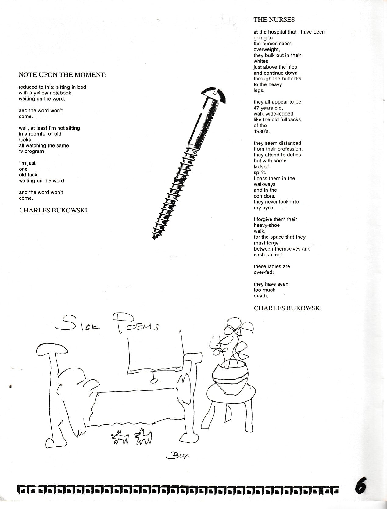 The Moment 10 – One Drawing, Two Poems, One Uncollected by Charles Bukowski