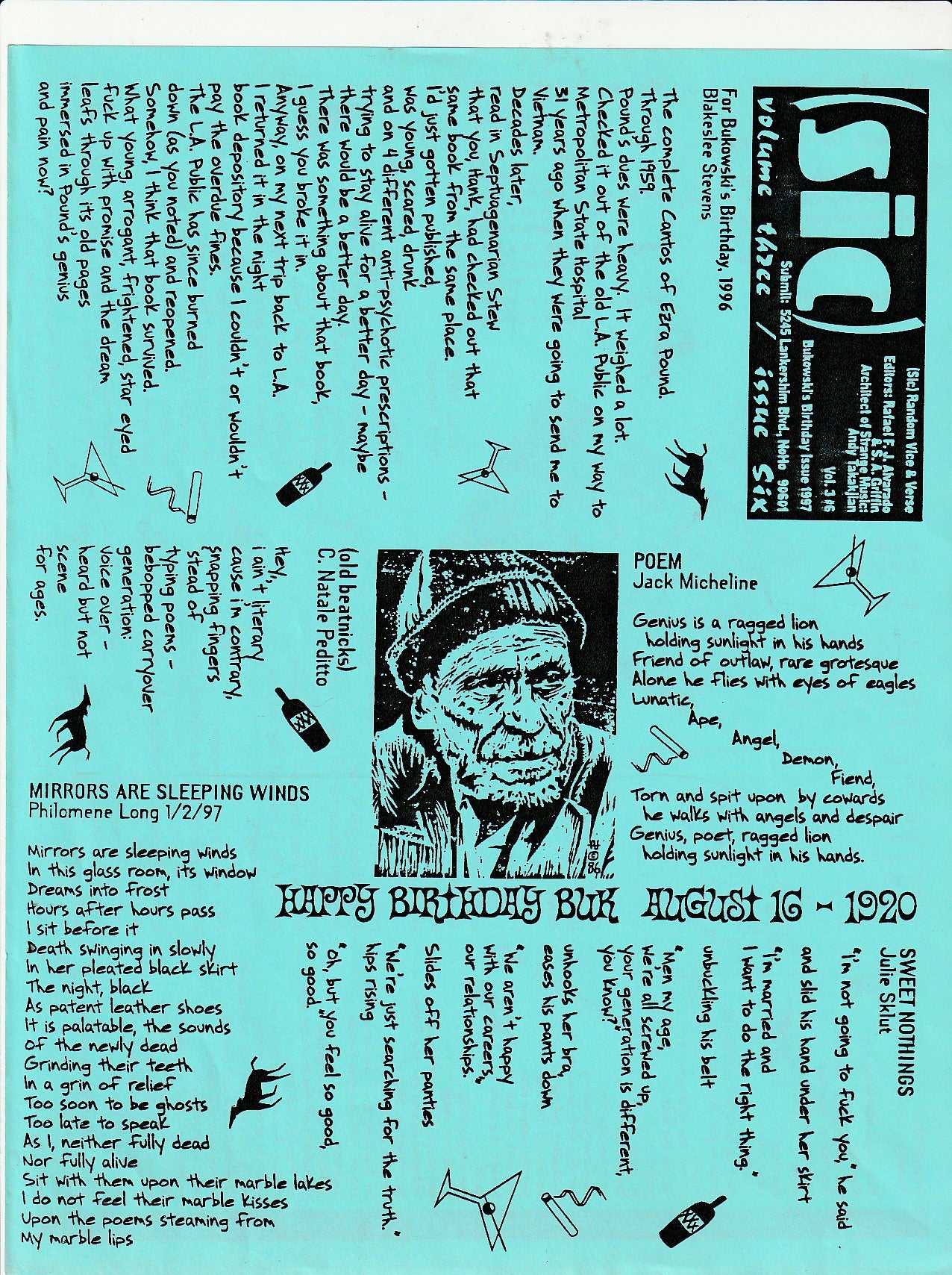 The Moment 15 – Happy Birthday Insert and Uncollected Poem by Charles Bukowski