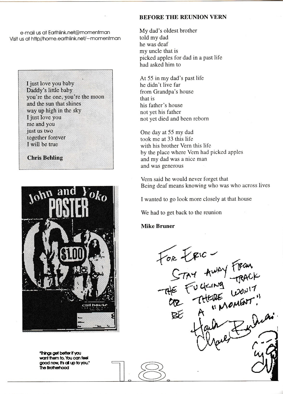 The Moment 15 – Happy Birthday Insert and Uncollected Poem by Charles Bukowski
