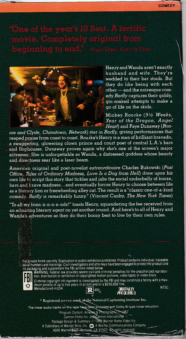 Barfly VHS Take -- Charles Bukowski