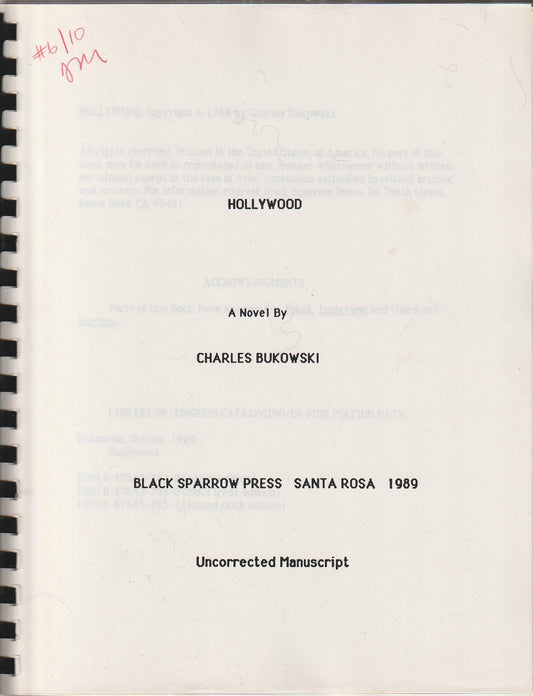 Hollywood: Uncorrected Manuscript Initialed and Numbered (#6/10) by John Martin