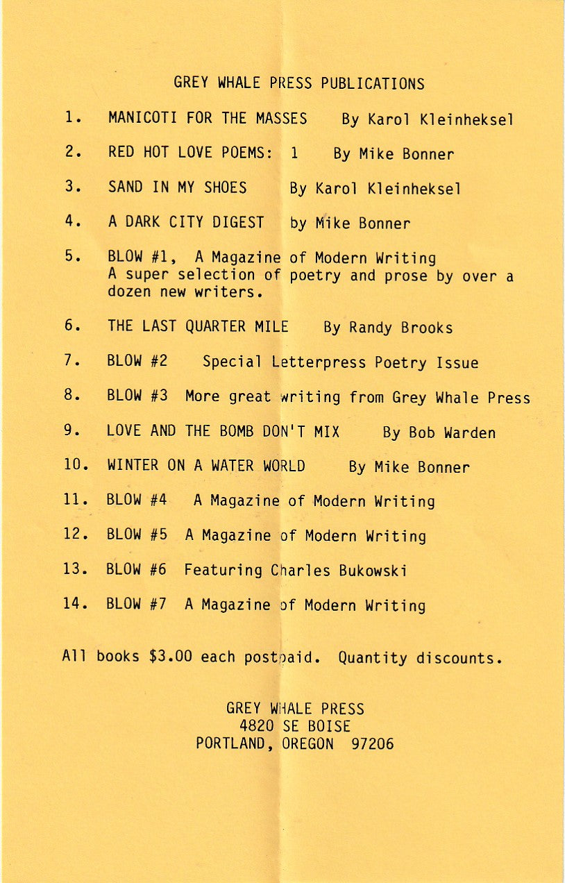 Blow 6: All-Bukowski Issue Signed by Charles Bukowski