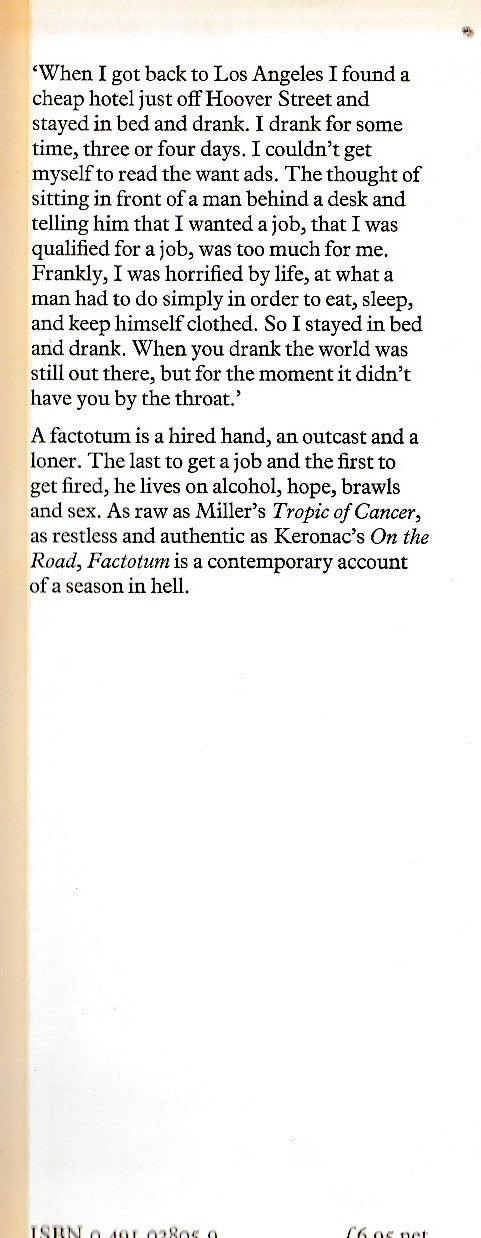 Factotum: Hardcover, First UK Edition by Charles Bukowski