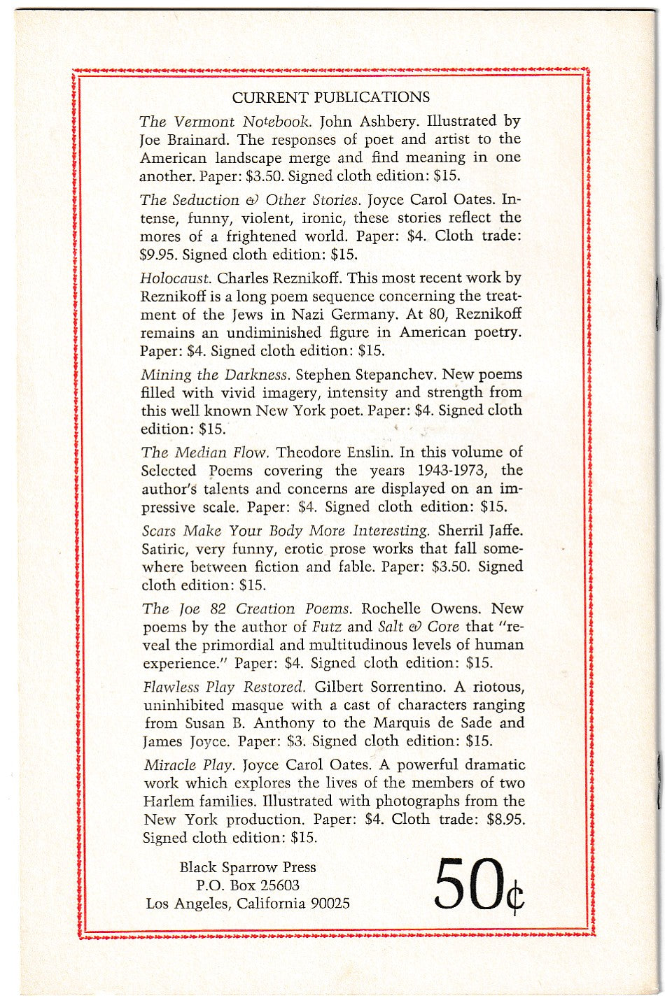 Sparrow Magazine 30 Signed by Charles Bukowski: Africa, Paris, Greece