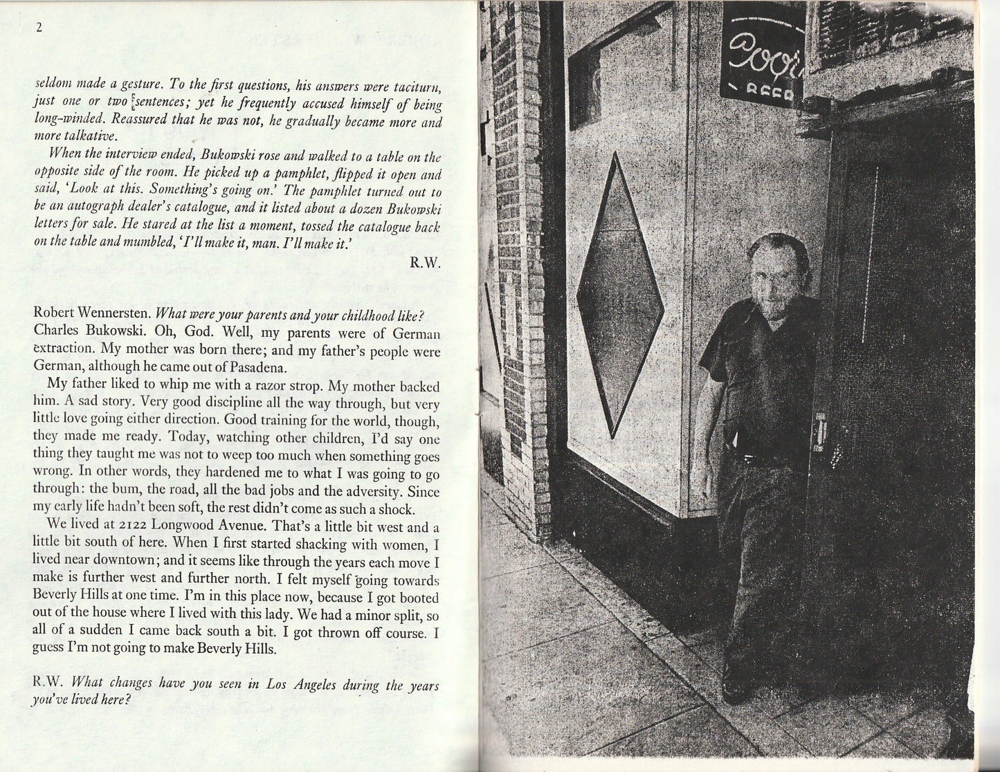 Paying for Horses – Bootleg Chapbook w/ Charles Bukowski Interview