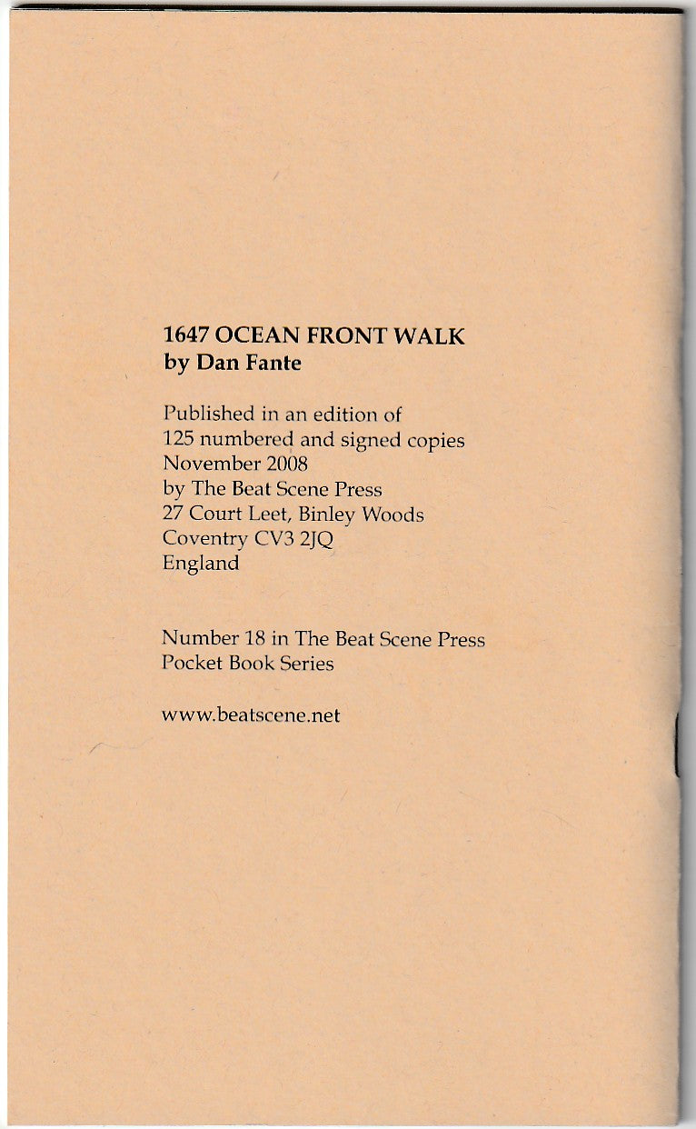 1647 Ocean Front Walk – Signed by Dan Fante (#44/125)