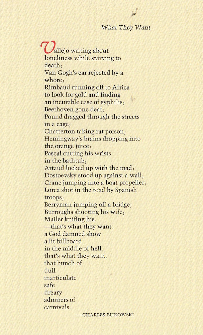 What They Want: Broadside Booklet Signed by Charles Bukowski (1/75)