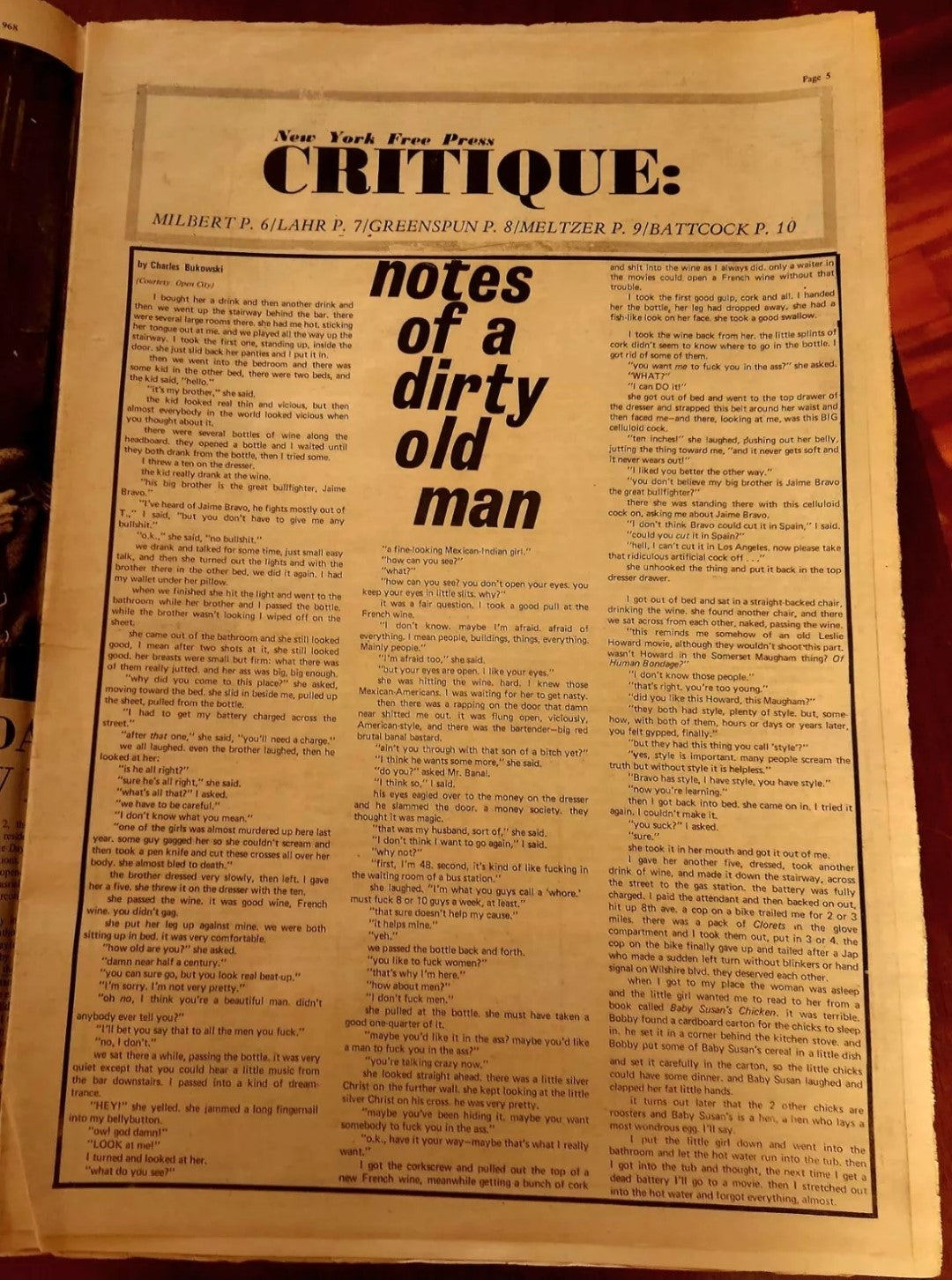 Notes of a Dirty Old Man Column in the New York Free Press (December 5, 1968)