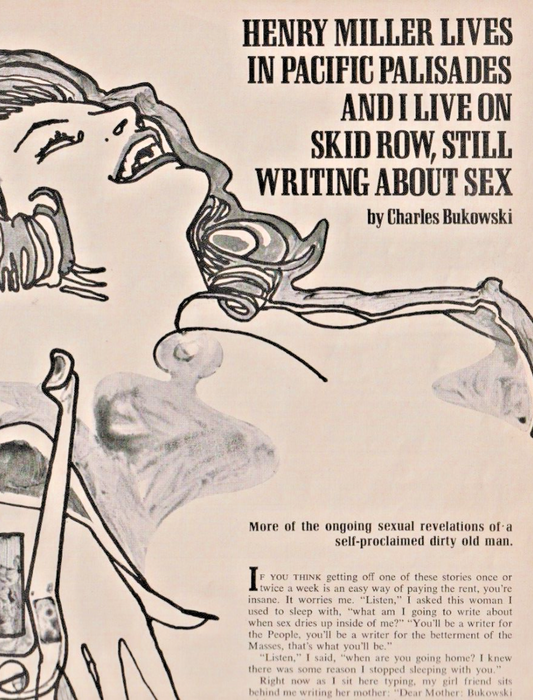 Knight Octorber 1972 -- First Appearance of Charles Bukowski: Henry Miller Lives In Pacific Palisades And I Live On Skid Row, Still Writing About Sex (1972)