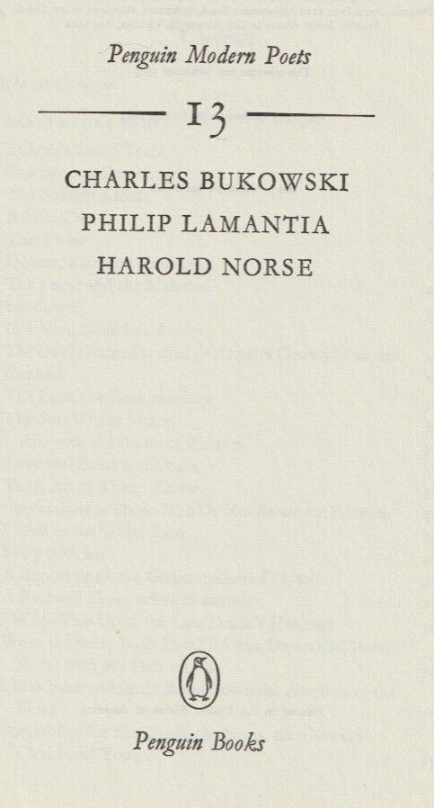 Penguin Modern Poets 13 -- 25 Charles Bukowski Poems (1969)