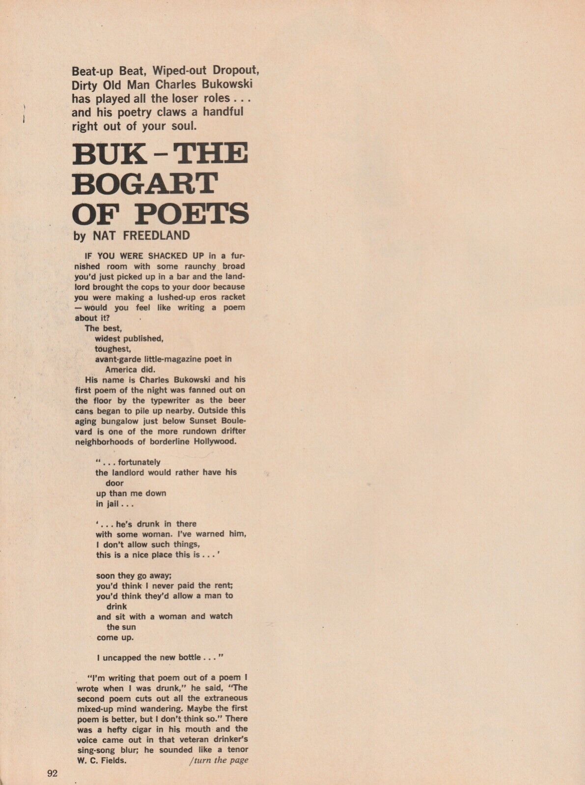 Knight September 1969 -- Great Early Magazine Feature on Charles Bukowski with Photos (1969)
