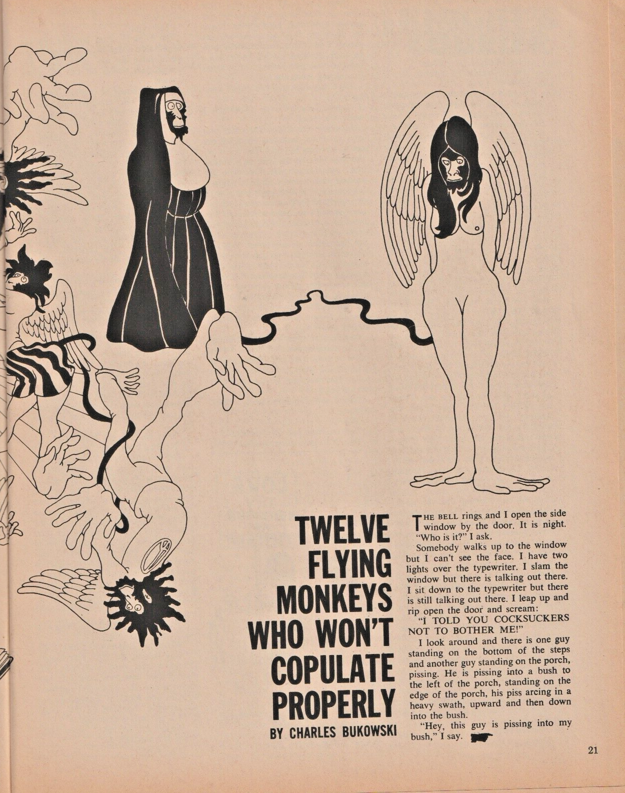 Knight May 1971 -- First Appearance of Short Story by Charles Bukowski: Twelve Flying Monkeys Who Won’t Copulate Properly (1971)
