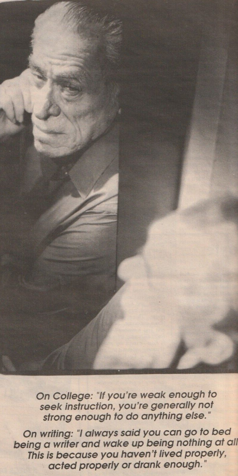 Village View -- Two-Page Center-Spread Interview with Charles Bukowski in (1990)