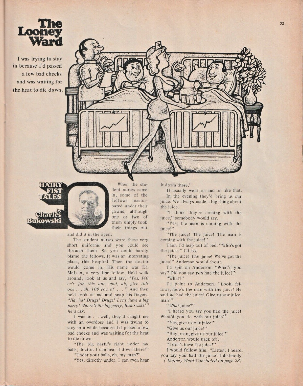 Fling November 1971 -- First Appearance of Short Story by Charles Bukowski: The Looney Ward (1971)