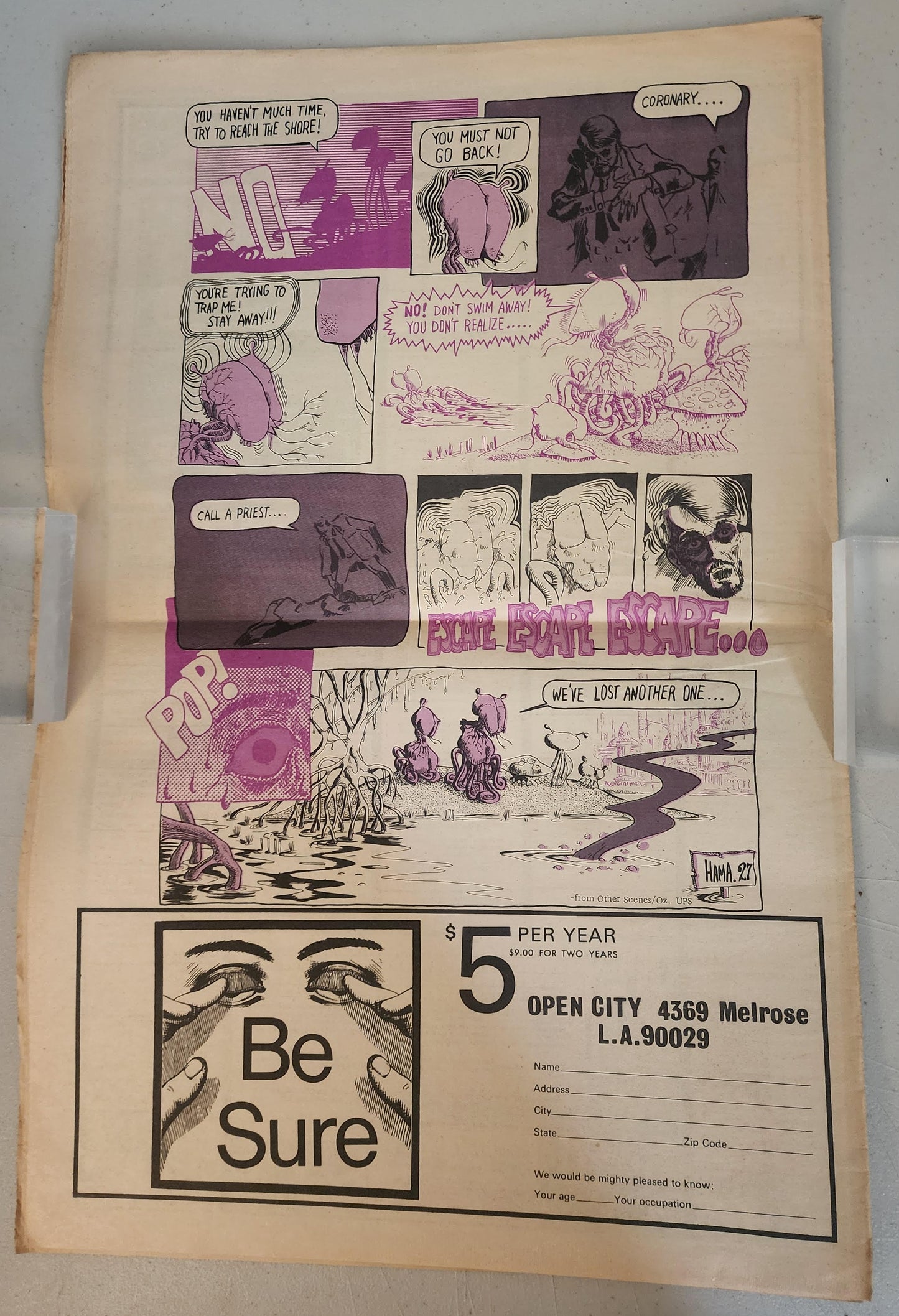 OPEN CITY No. 38, Jan. 18–23, 1968 — Bukowski at Moyamensing Prison, Larry Hama, Draft Dodging, Courtney Taylor Public Enemy No. 1