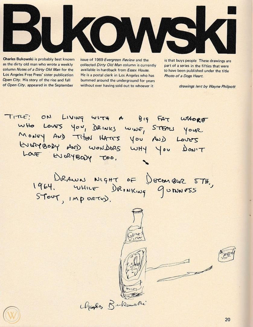 Harrison Street Review -- 11 Early Bukowski Drawings (1965) “Atomic Scribblings From a Manic Age” (1971)