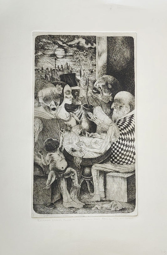 Individual Print from Original Etching Featured in Crucifix in a Deathhand by Charles Bukowski