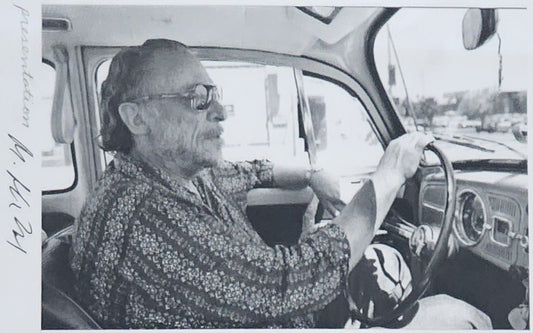 Presentation Copy: Sheet Signed by Michael Monfort Featuring 3 Bukowski Photos