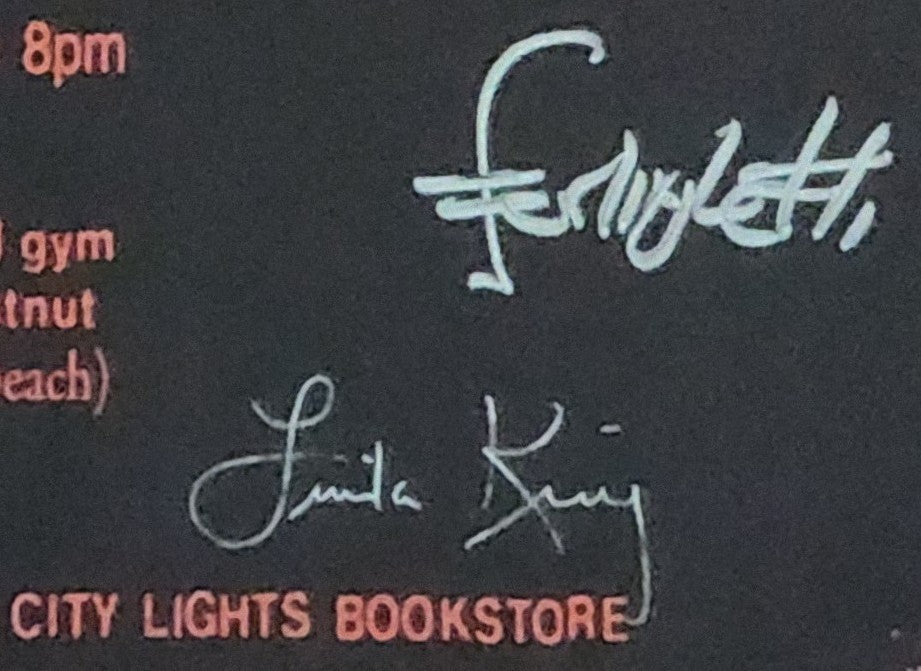 1973 Bukowski City Lights Reading: Signed by Ferlinghetti and Linda King