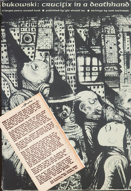 Crucifix In A Deathhand: Signed by Bukowski with Signed Note from Jon Webb