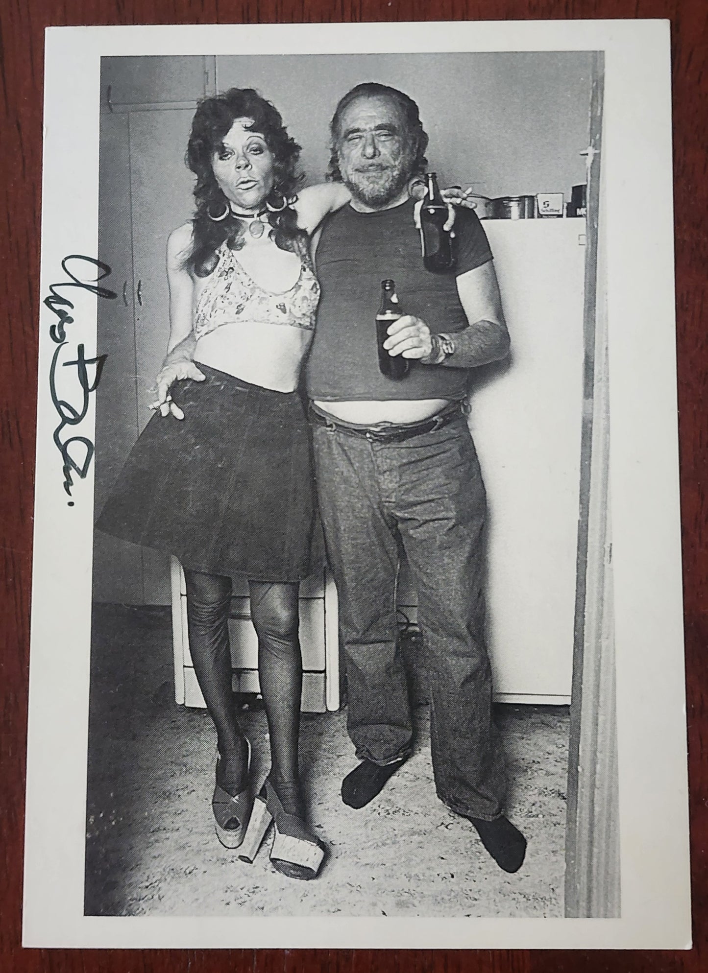 Signed Post Card of Featuring Bukowski and Georgia Hubbard -- Signed by Charles Bukowski
