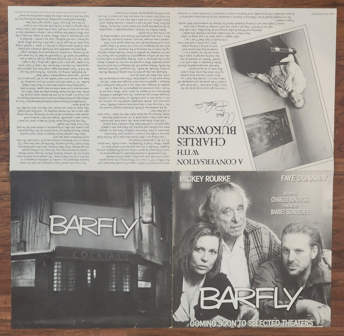 Official Barfly Promo Booklet Signed by Charles Bukowski (1987)