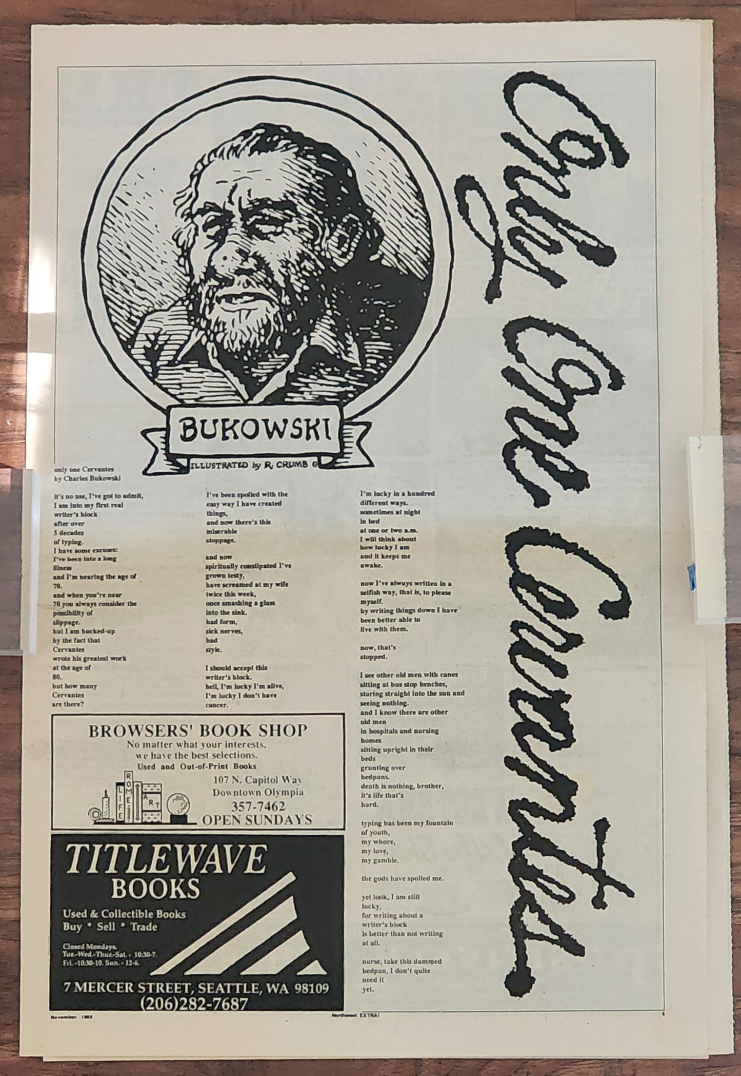 Northwest Extra! November 1989 – First Appearance Bukowski Poem, Hunter S. Thompson Column