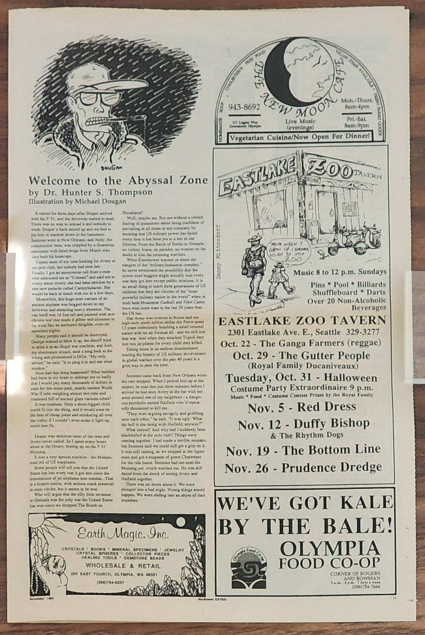Northwest Extra! November 1989 – First Appearance Bukowski Poem, Hunter S. Thompson Column