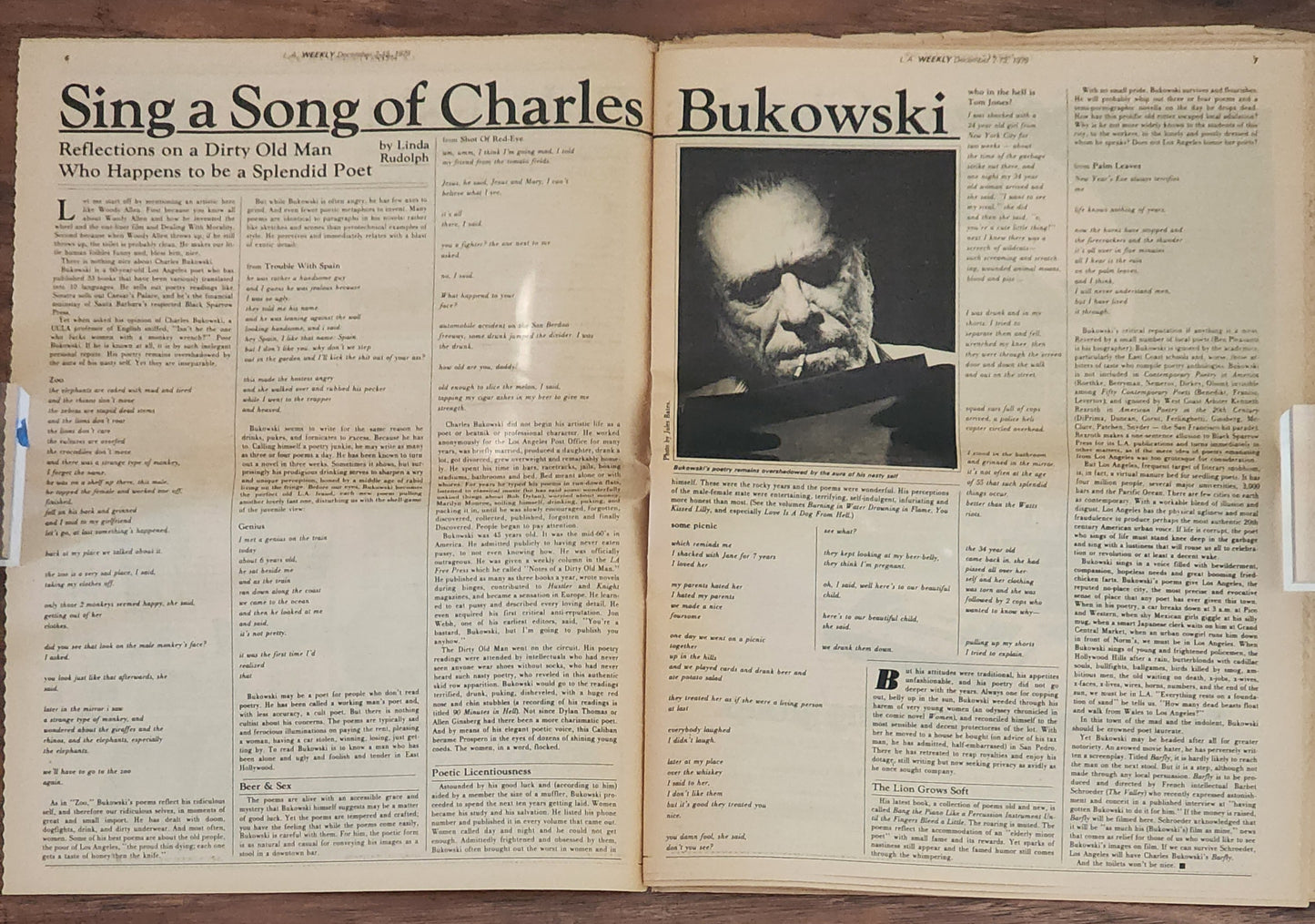 L.A. Weekly December 7, 1979 – Bukowski Photos, Poems, Critical Analysis