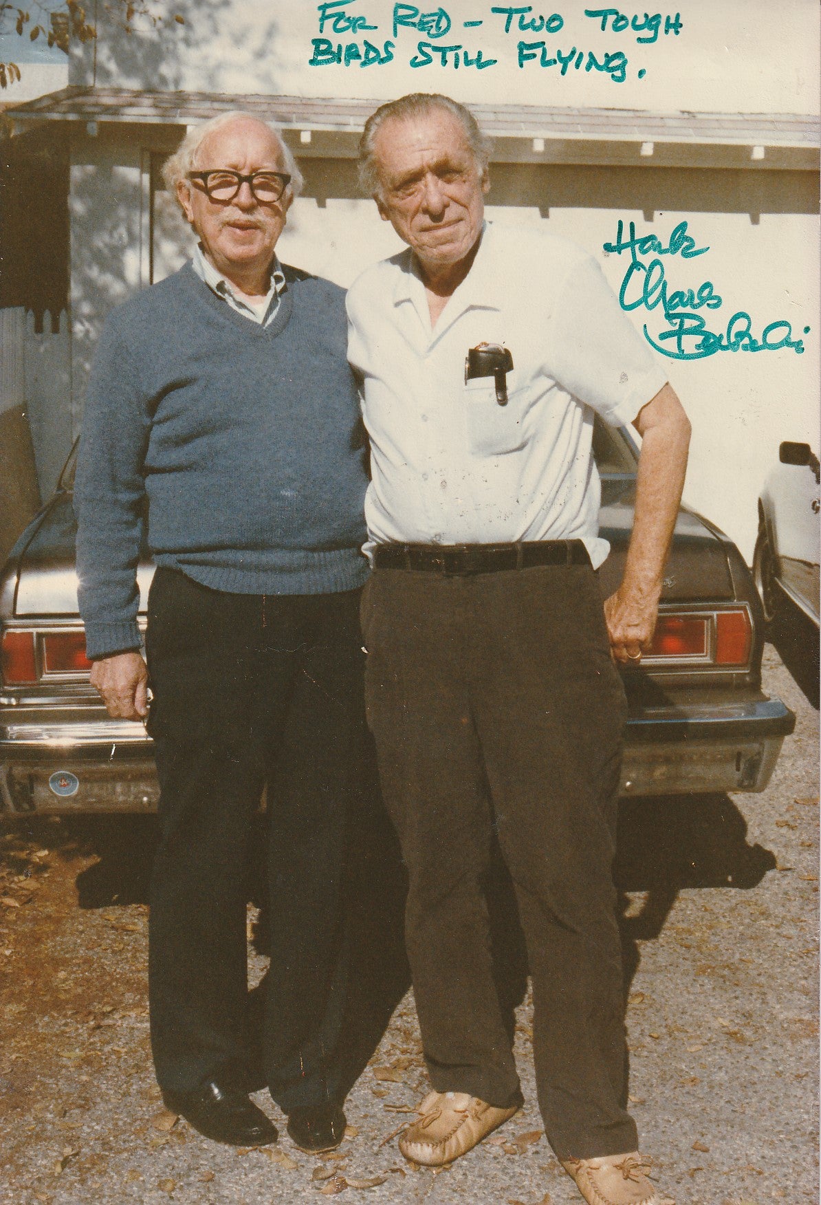 Signed and Inscribed Photograph of Charles Bukowski and Red Stoldosky