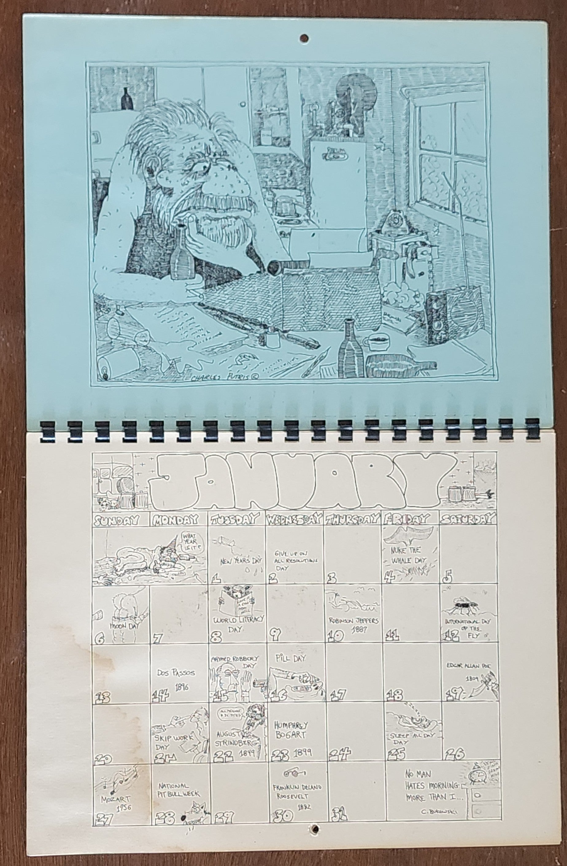 The Official Charles Bukowski 1985 “Calender”: Signed by Charles