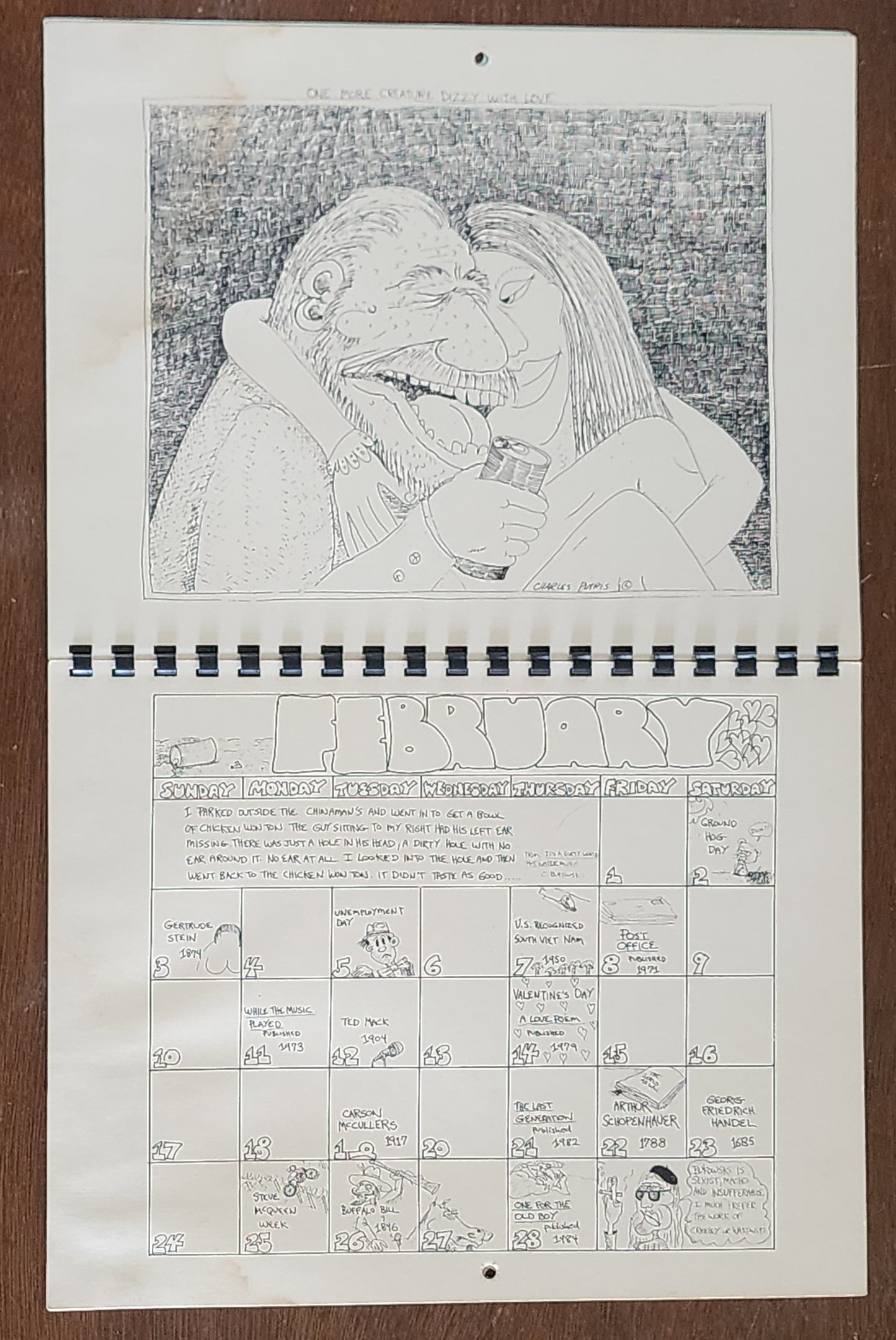 The Official Charles Bukowski 1985 “Calender”: Signed by Charles Bukowski