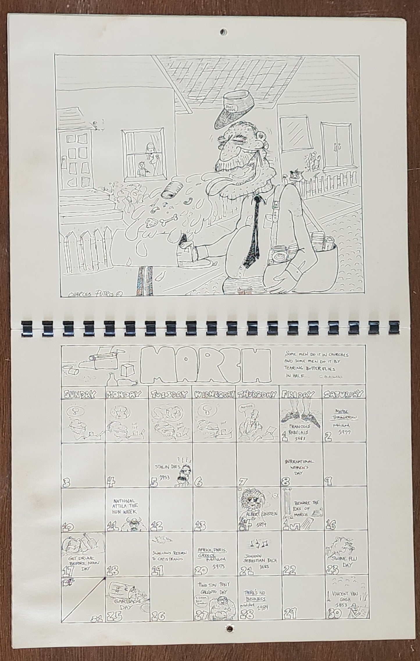 The Official Charles Bukowski 1985 “Calender”: Signed by Charles Bukowski